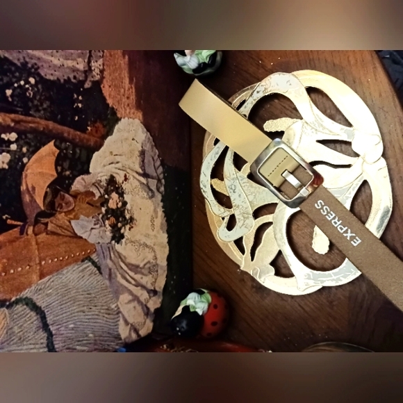 Express Italian Leather Belt, Size S, Cream,MADE IN ITALY🇮🇹 NICE! 🛍👖 - Picture 1 of 12